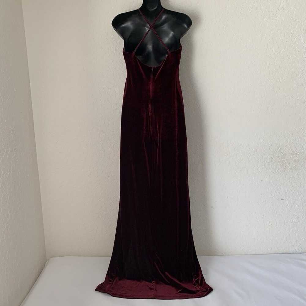 Vintage Velvet Dress Women 5/6 Burgundy Red High … - image 2