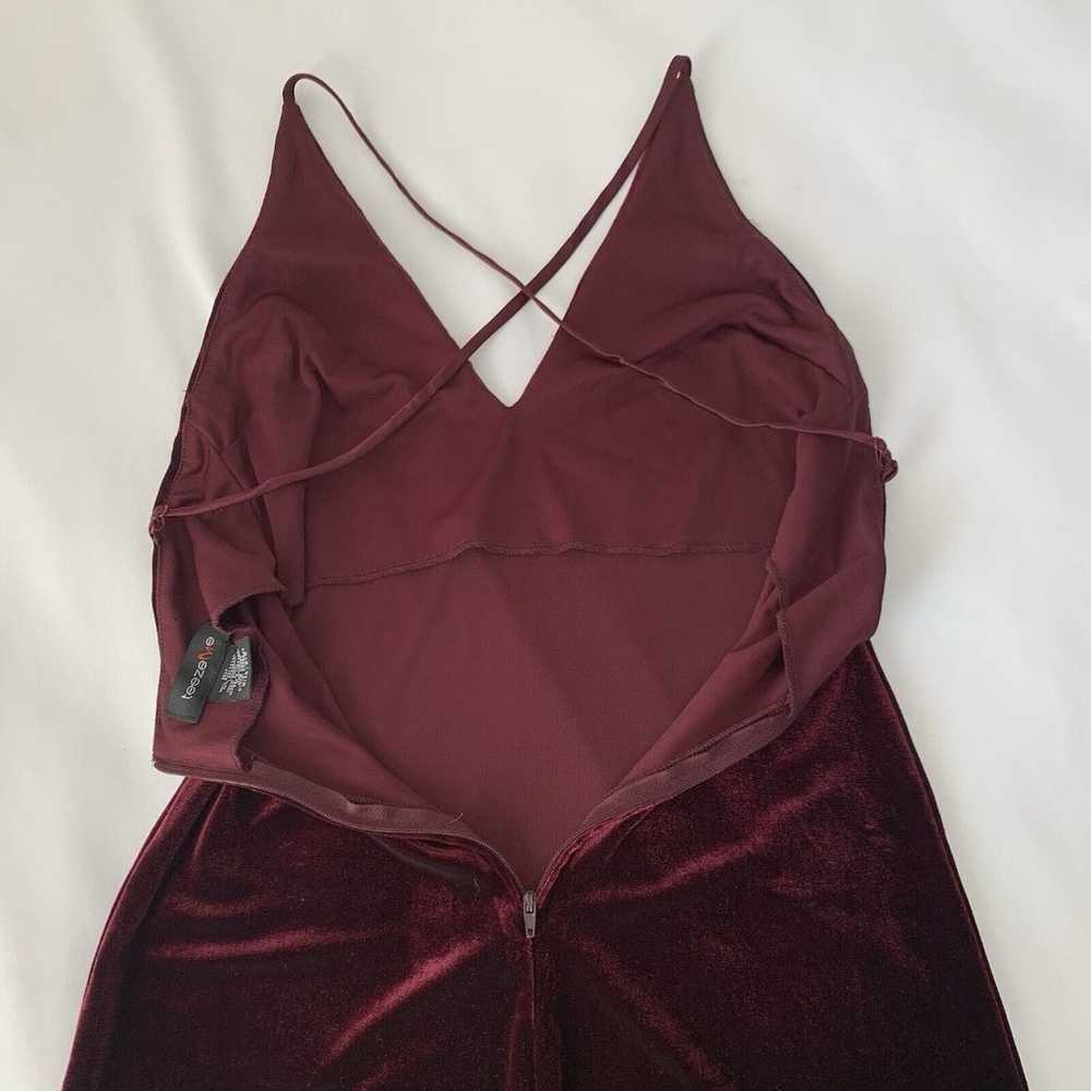 Vintage Velvet Dress Women 5/6 Burgundy Red High … - image 6