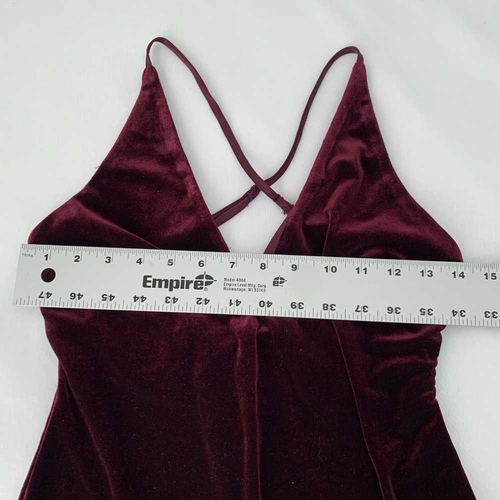 Vintage Velvet Dress Women 5/6 Burgundy Red High … - image 9