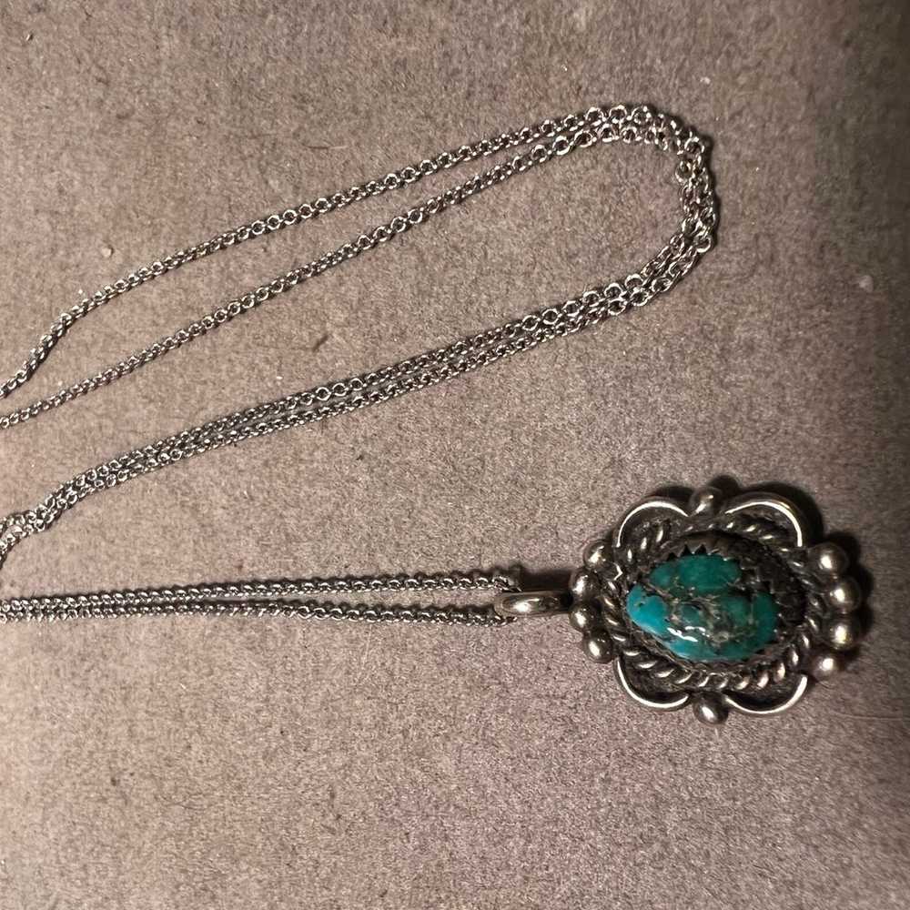 Turquoise Leo Yazzie Sterling Necklace - image 10