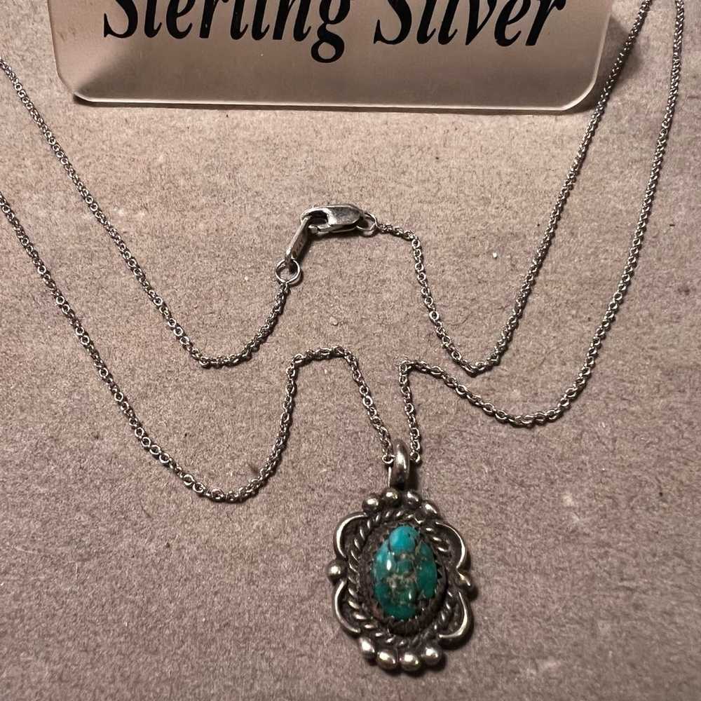 Turquoise Leo Yazzie Sterling Necklace - image 1