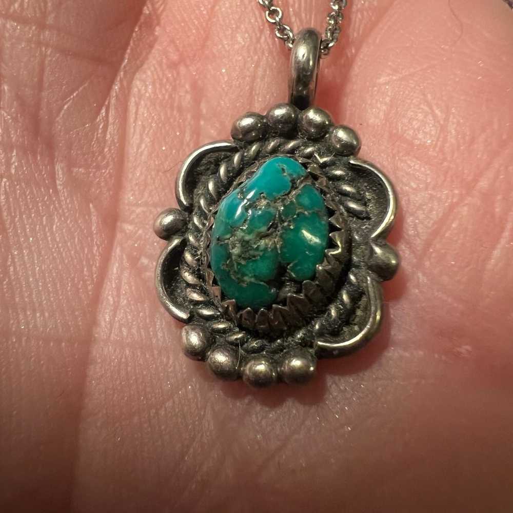 Turquoise Leo Yazzie Sterling Necklace - image 4