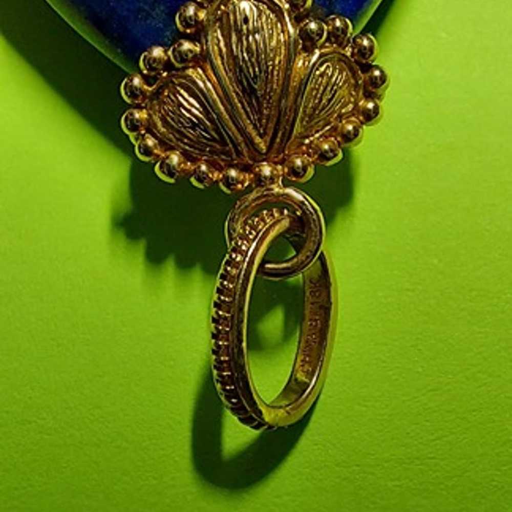 Vintage Lapis Lazuli Pendant 18k Gold Setting - image 4