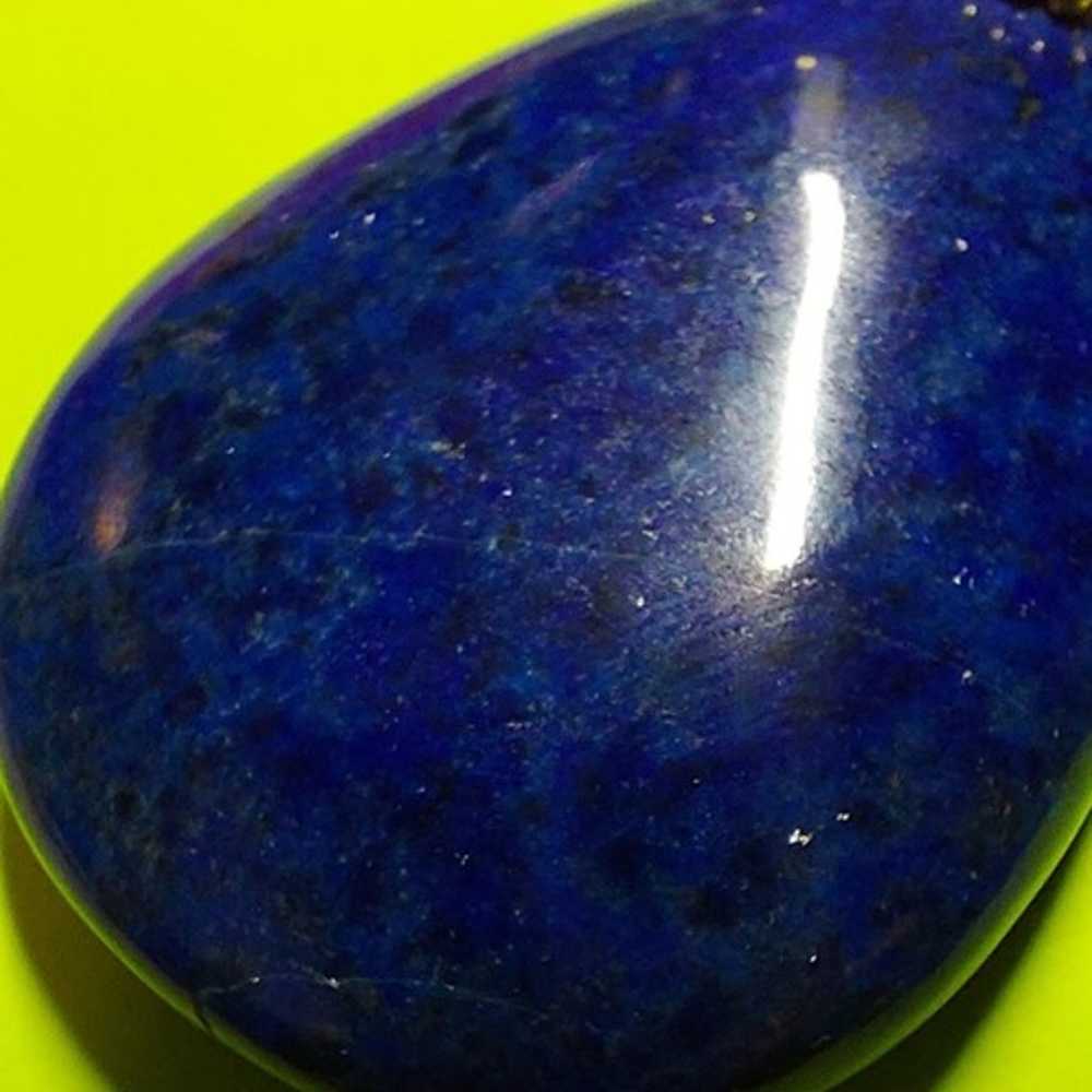 Vintage Lapis Lazuli Pendant 18k Gold Setting - image 6