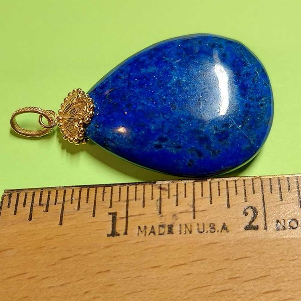 Vintage Lapis Lazuli Pendant 18k Gold Setting - image 7