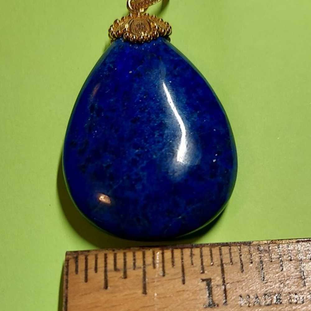 Vintage Lapis Lazuli Pendant 18k Gold Setting - image 8