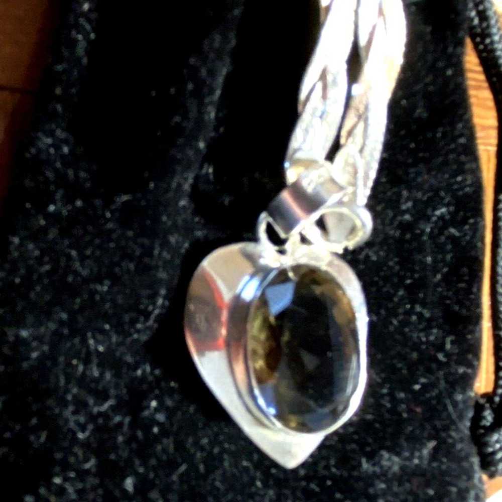 Vintage 925 Sterling Silver Smoky Quartz Pendant … - image 10