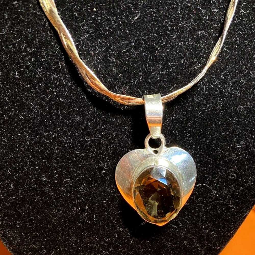 Vintage 925 Sterling Silver Smoky Quartz Pendant … - image 11