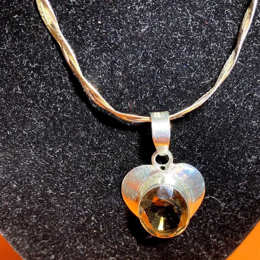 Vintage 925 Sterling Silver Smoky Quartz Pendant … - image 12