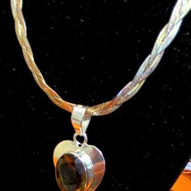 Vintage 925 Sterling Silver Smoky Quartz Pendant … - image 1