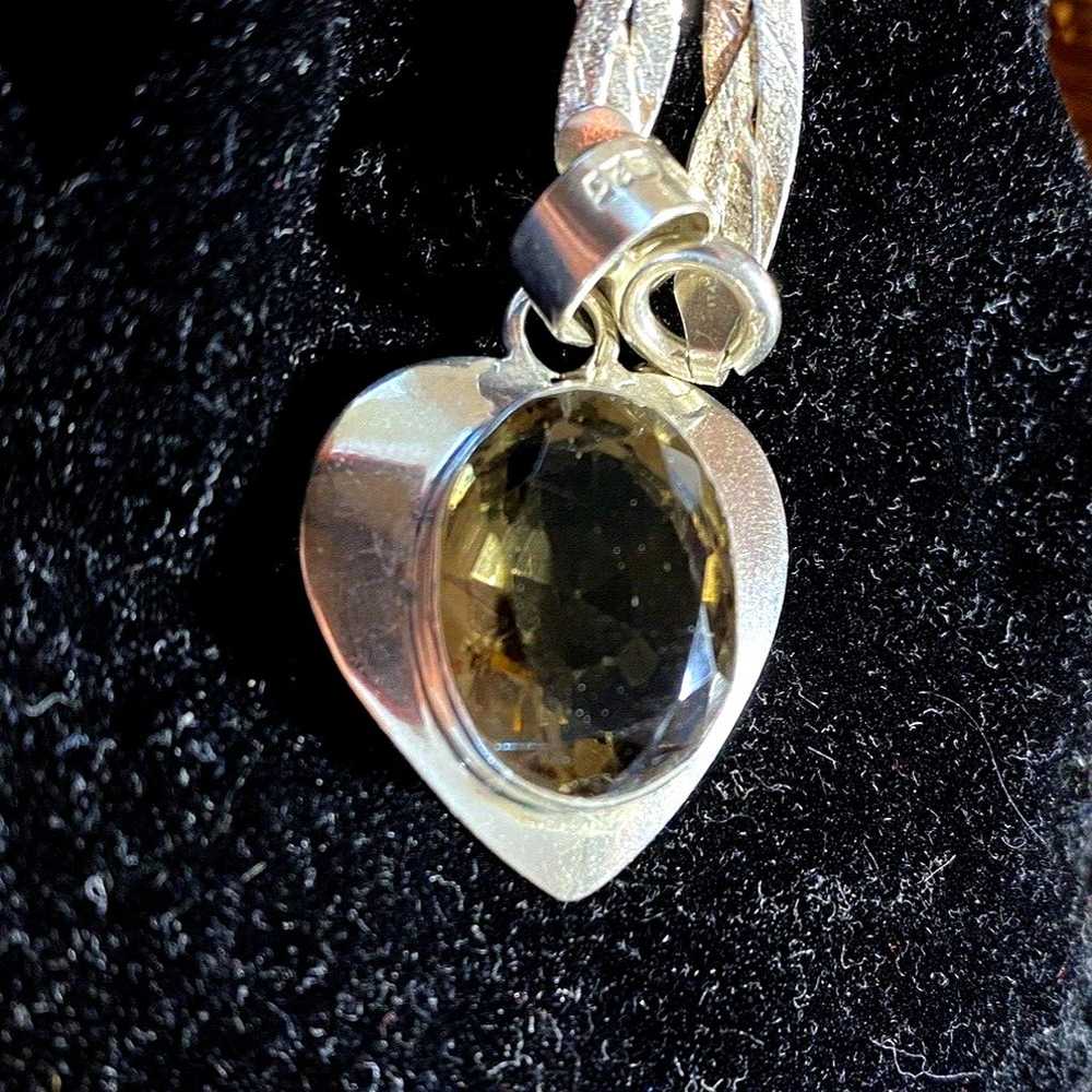 Vintage 925 Sterling Silver Smoky Quartz Pendant … - image 8