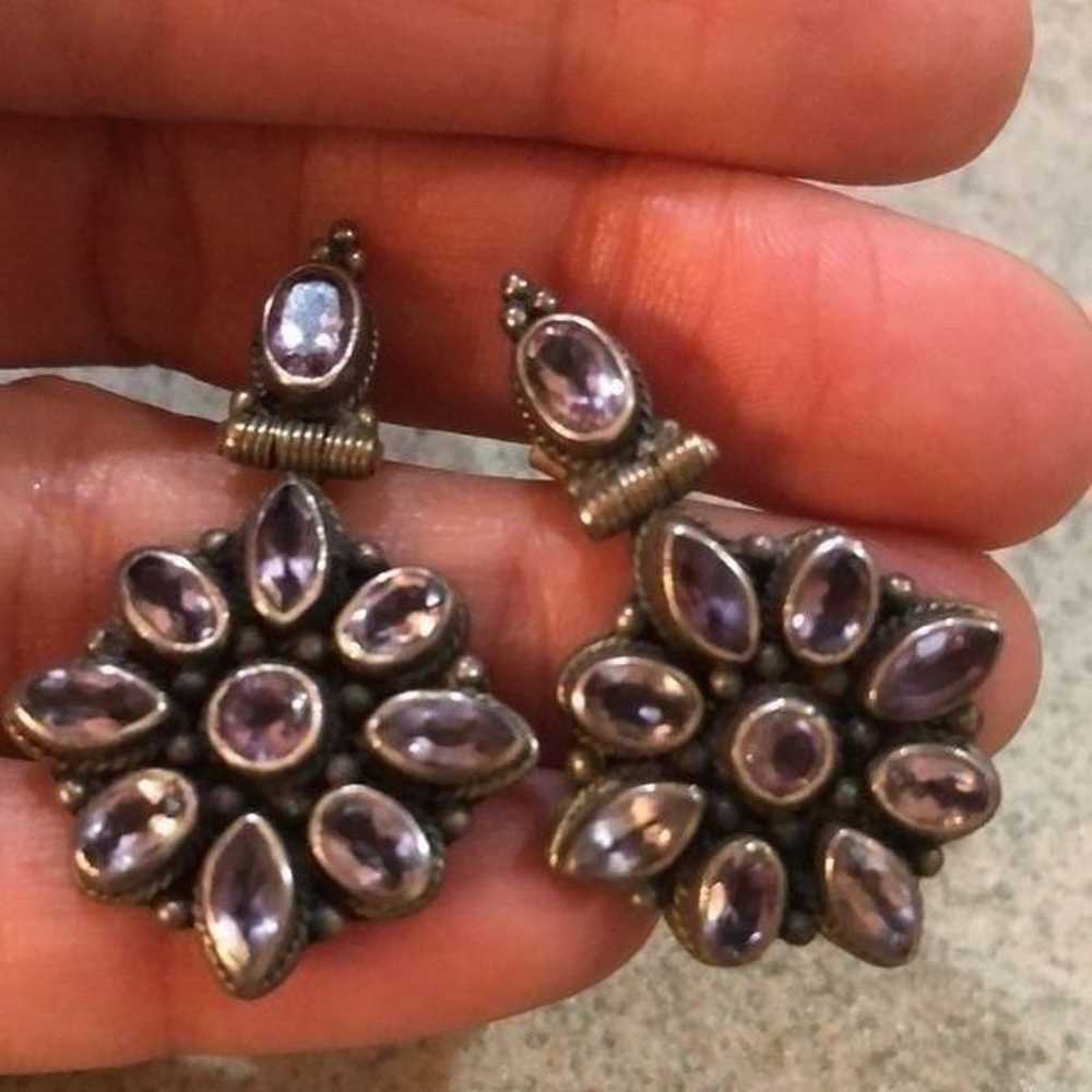 Vintage 925 sterling silver amethyst earrings - image 7