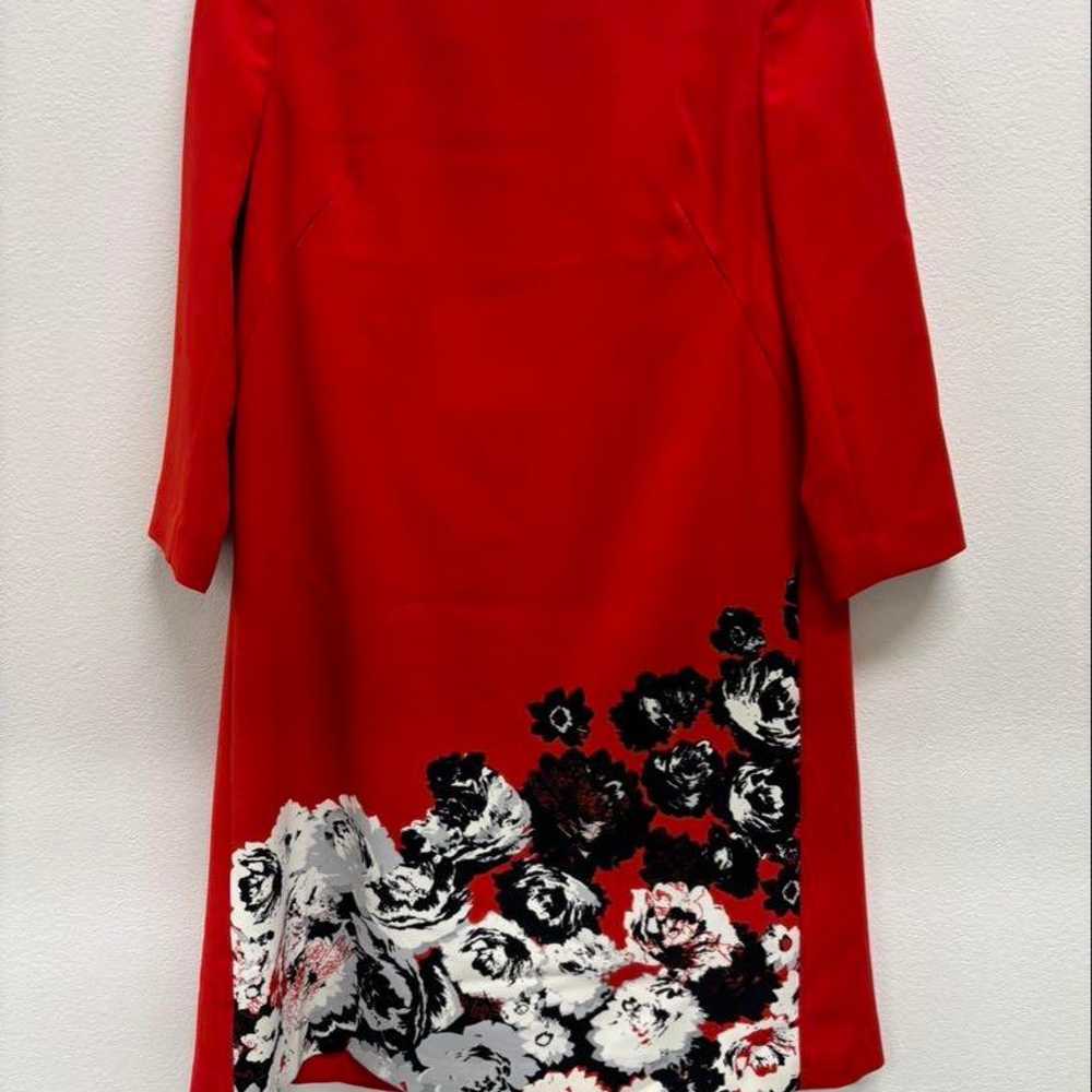 Red floral long-sleeve dress with a slit. - image 1