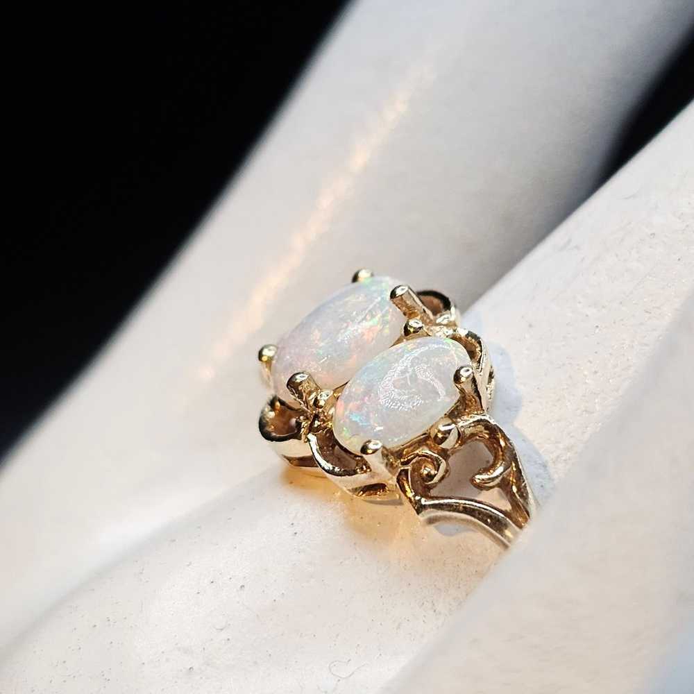 14k Gold and Opal past present future Ring - image 2