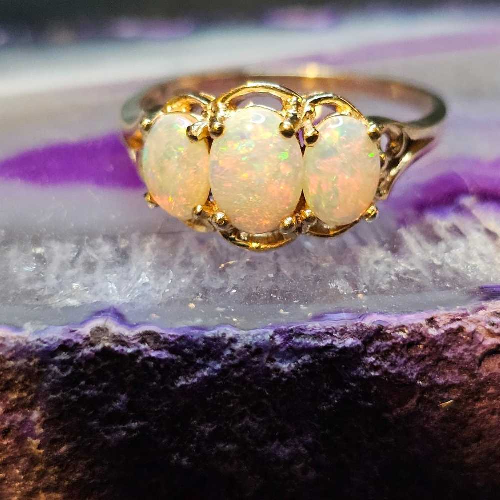 14k Gold and Opal past present future Ring - image 3