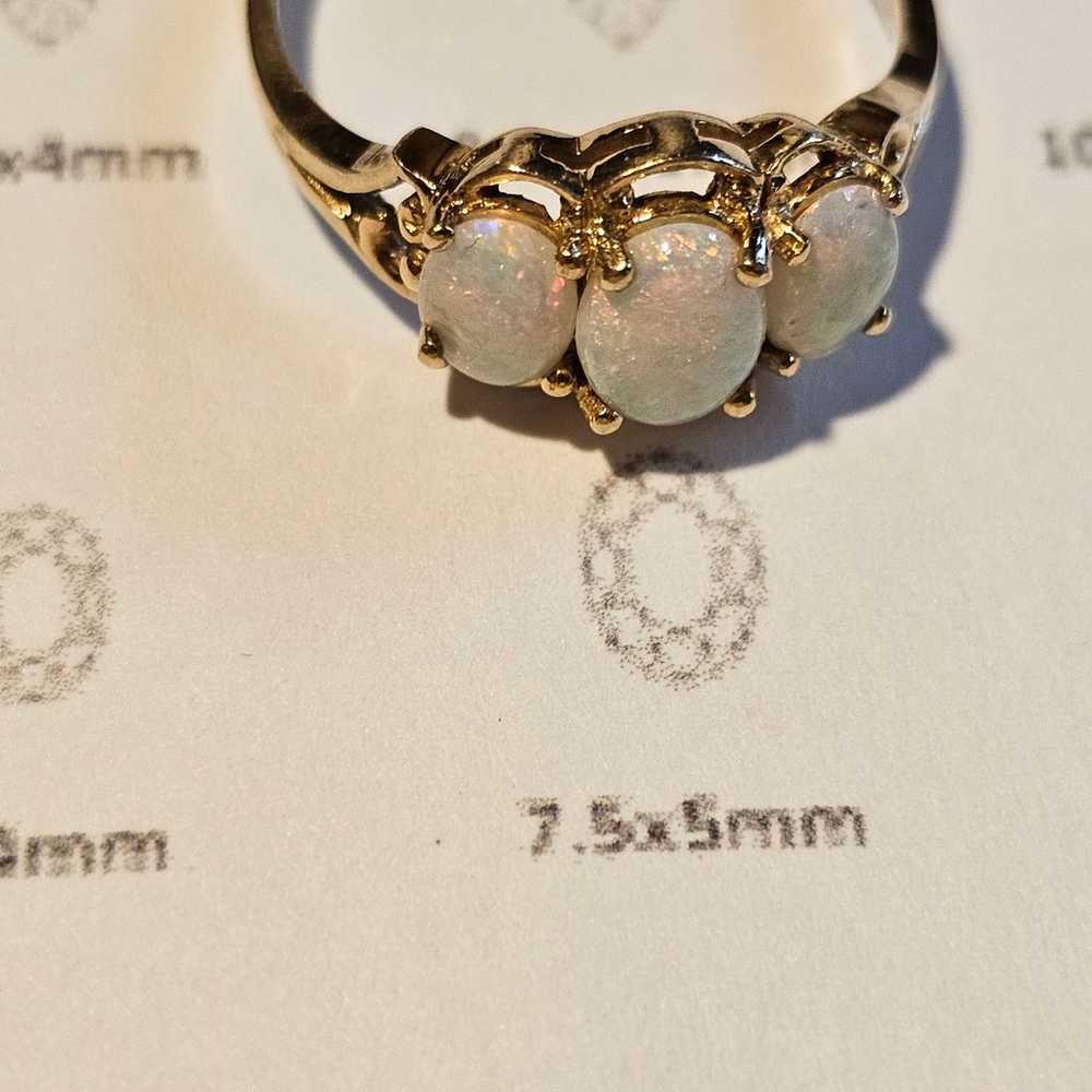 14k Gold and Opal past present future Ring - image 9