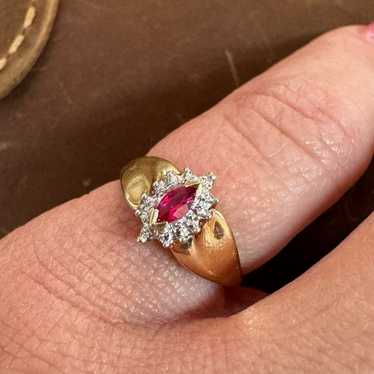 Vintage Ruby and Diamond 10k Yellow Gold Ring