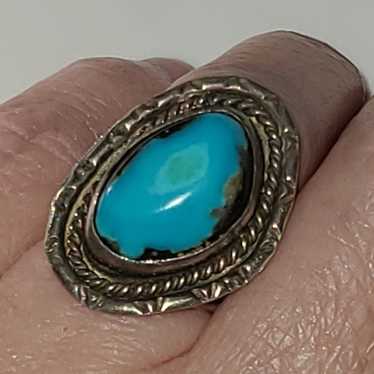 Vintage Bisbee turquoise ring sz 7.5 RARE stone 5… - image 1