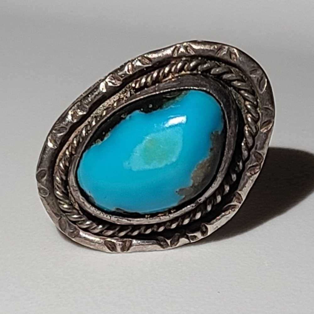 Vintage Bisbee turquoise ring sz 7.5 RARE stone 5… - image 2