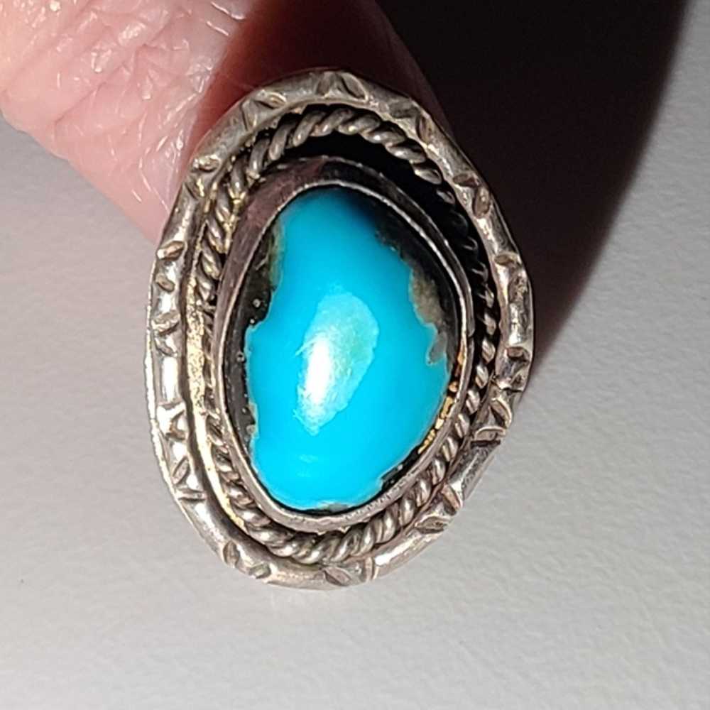 Vintage Bisbee turquoise ring sz 7.5 RARE stone 5… - image 3