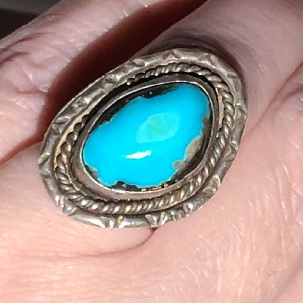 Vintage Bisbee turquoise ring sz 7.5 RARE stone 5… - image 5