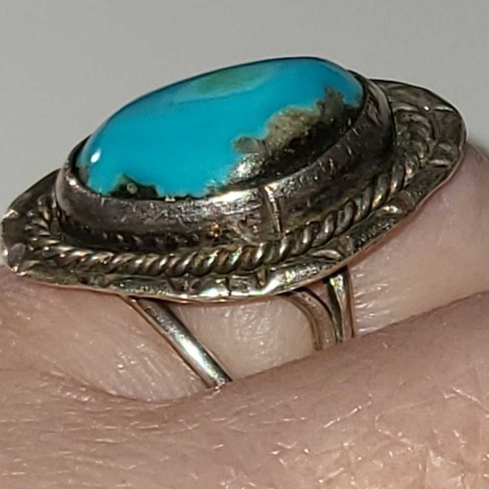 Vintage Bisbee turquoise ring sz 7.5 RARE stone 5… - image 7