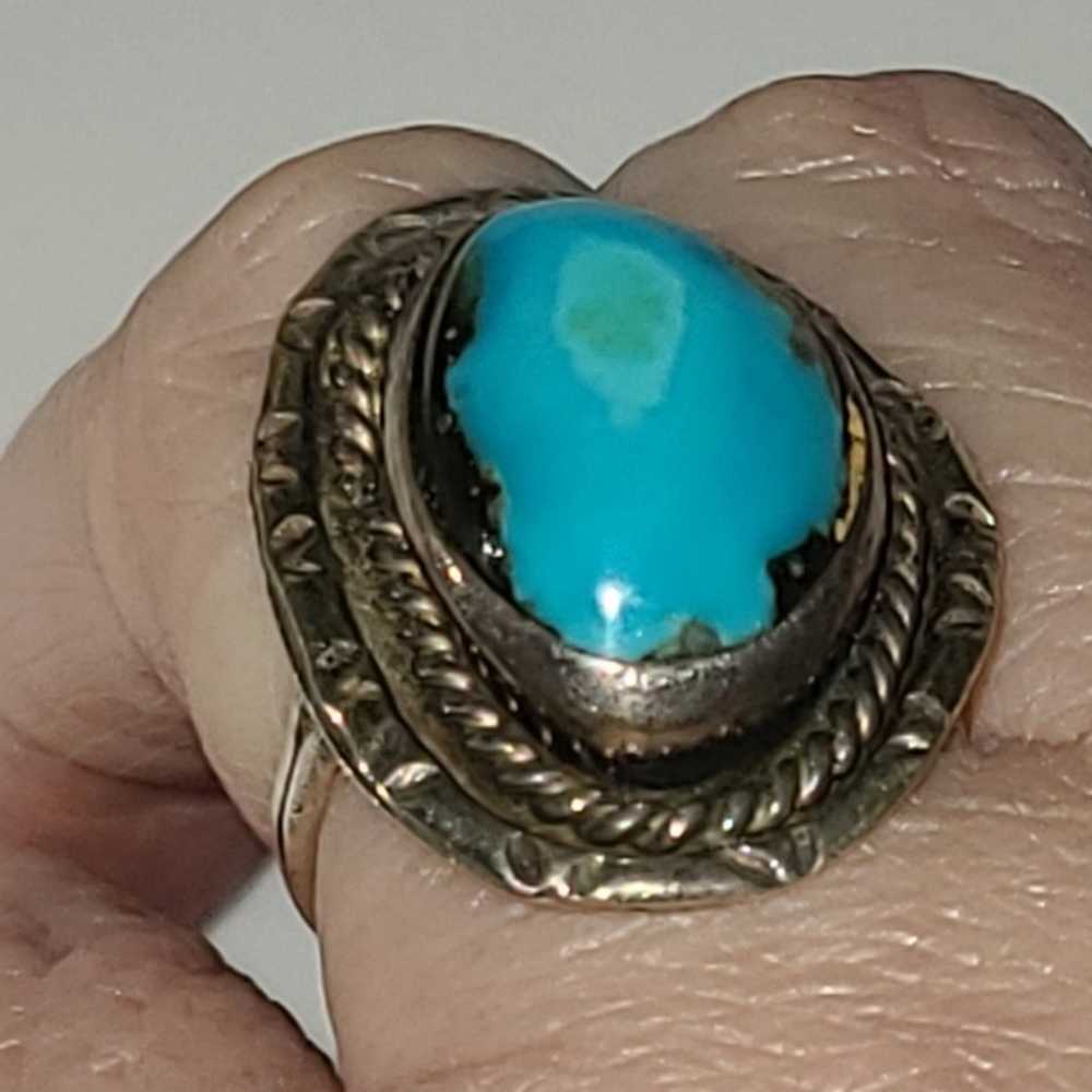 Vintage Bisbee turquoise ring sz 7.5 RARE stone 5… - image 8