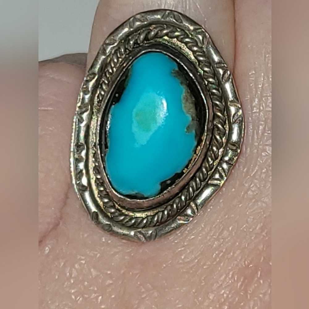 Vintage Bisbee turquoise ring sz 7.5 RARE stone 5… - image 9