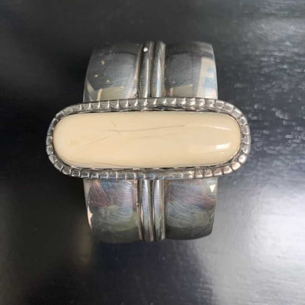 Vintage Sterling Silver Cuff Bracelet with Recycl… - image 3