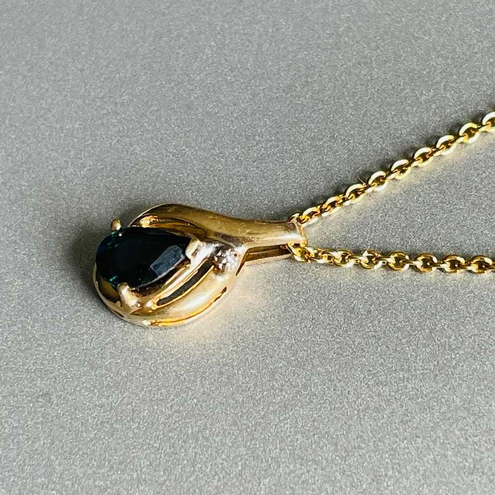 14k Yellow Gold Genuine Tear Drop Pear Shape Sapp… - image 2