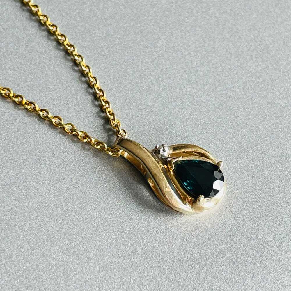 14k Yellow Gold Genuine Tear Drop Pear Shape Sapp… - image 3