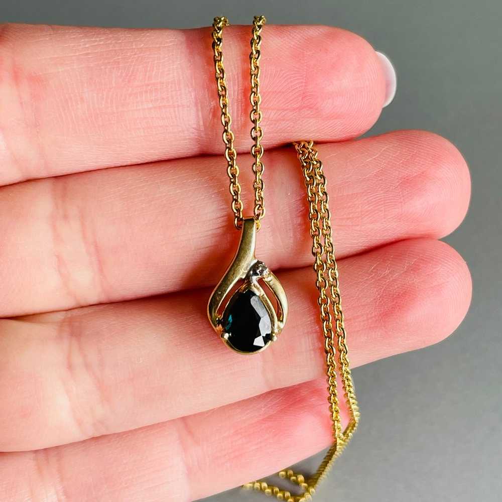 14k Yellow Gold Genuine Tear Drop Pear Shape Sapp… - image 6