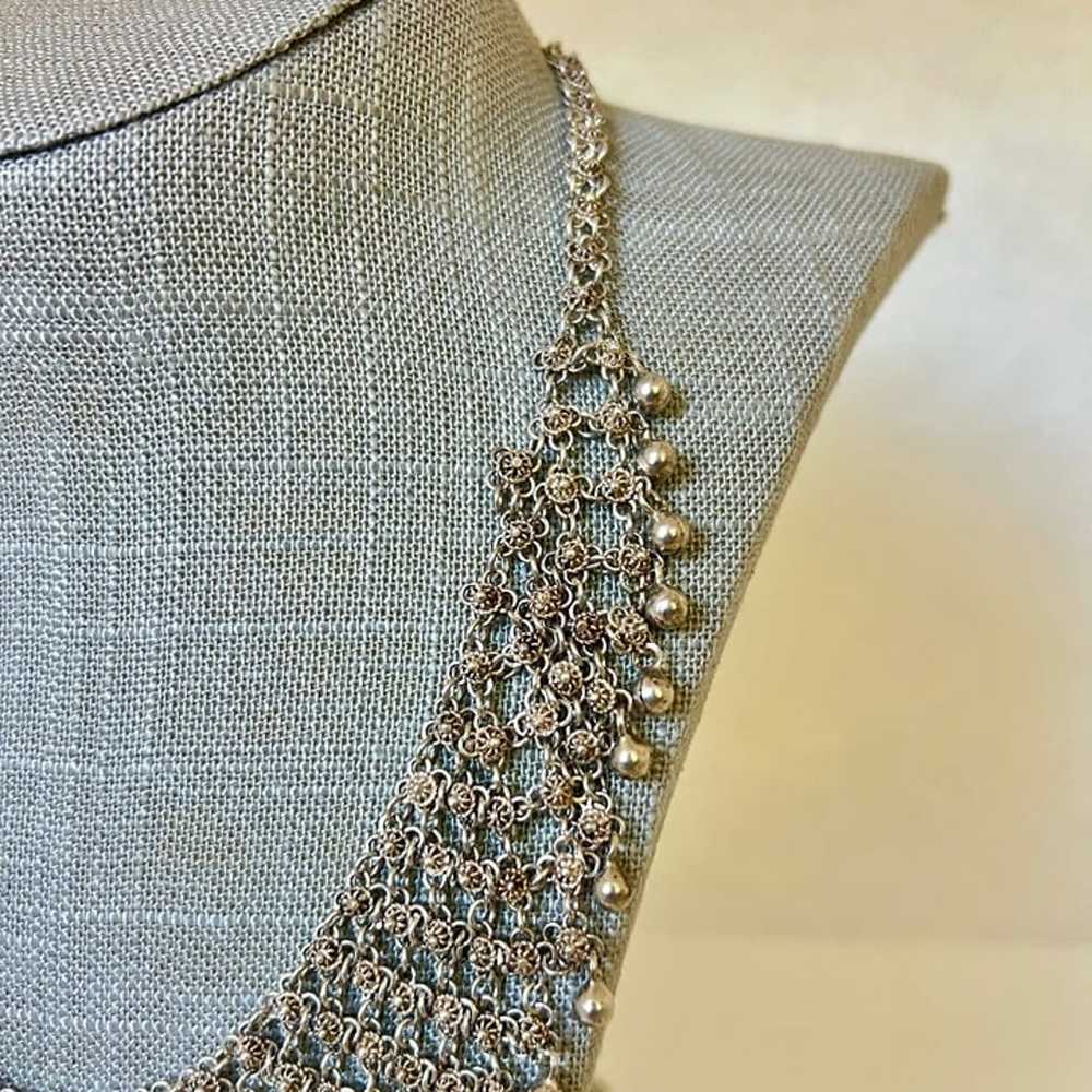 Vintage 900 Silver Bib Necklace SN-3200-C - image 3