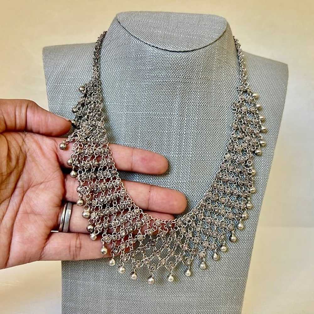 Vintage 900 Silver Bib Necklace SN-3200-C - image 7