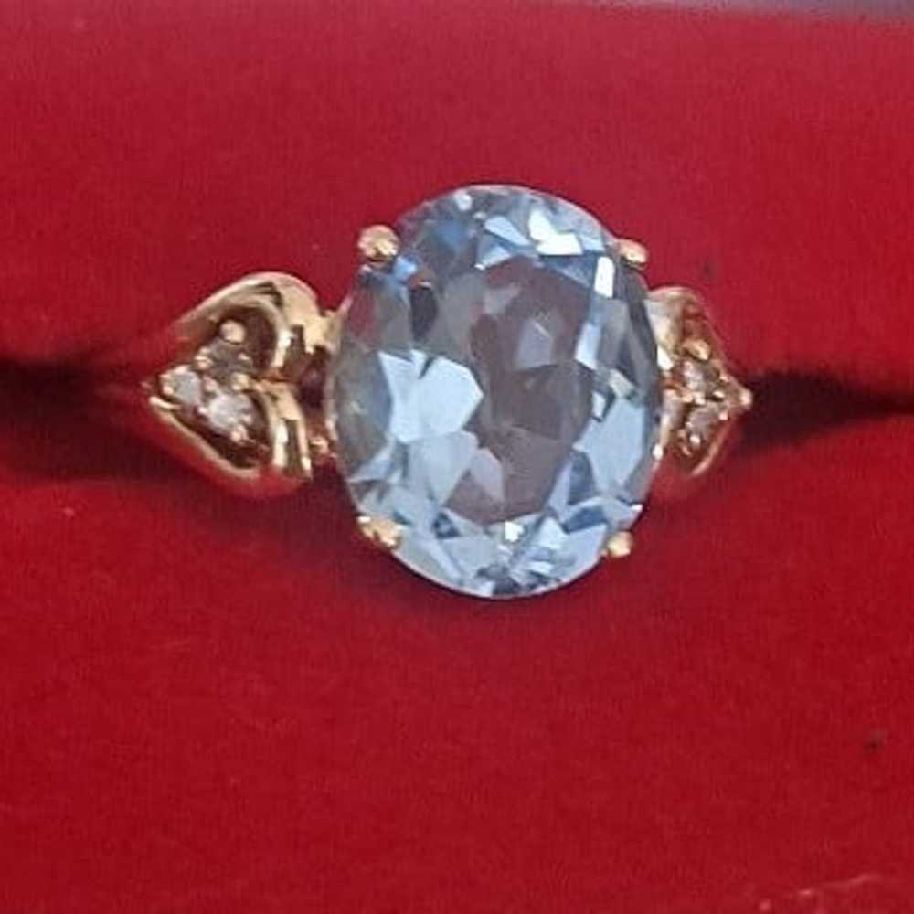 Blue Topaz Gold Ring, 10K - image 1