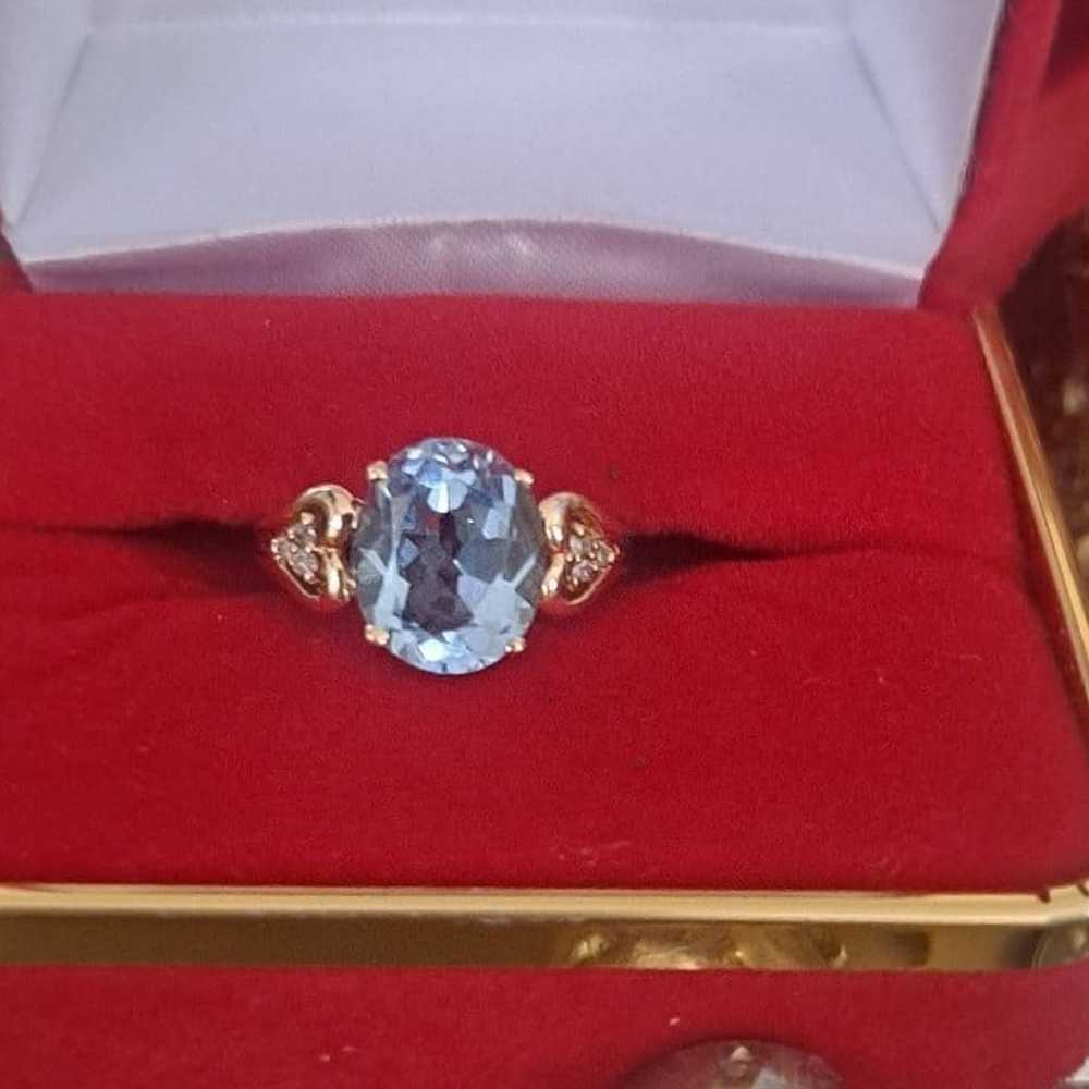 Blue Topaz Gold Ring, 10K - image 2