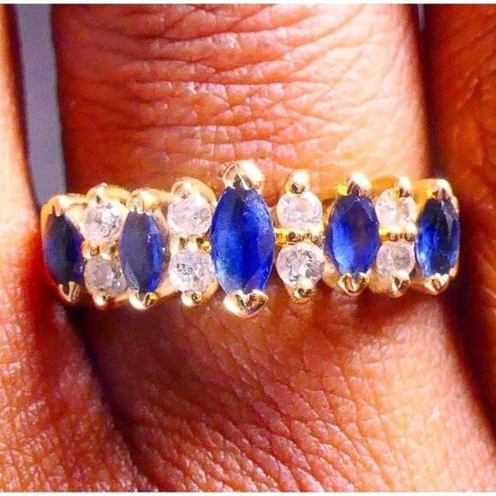 Effy BH 14K Yellow Gold Marquise Cut Sapphire & D… - image 1