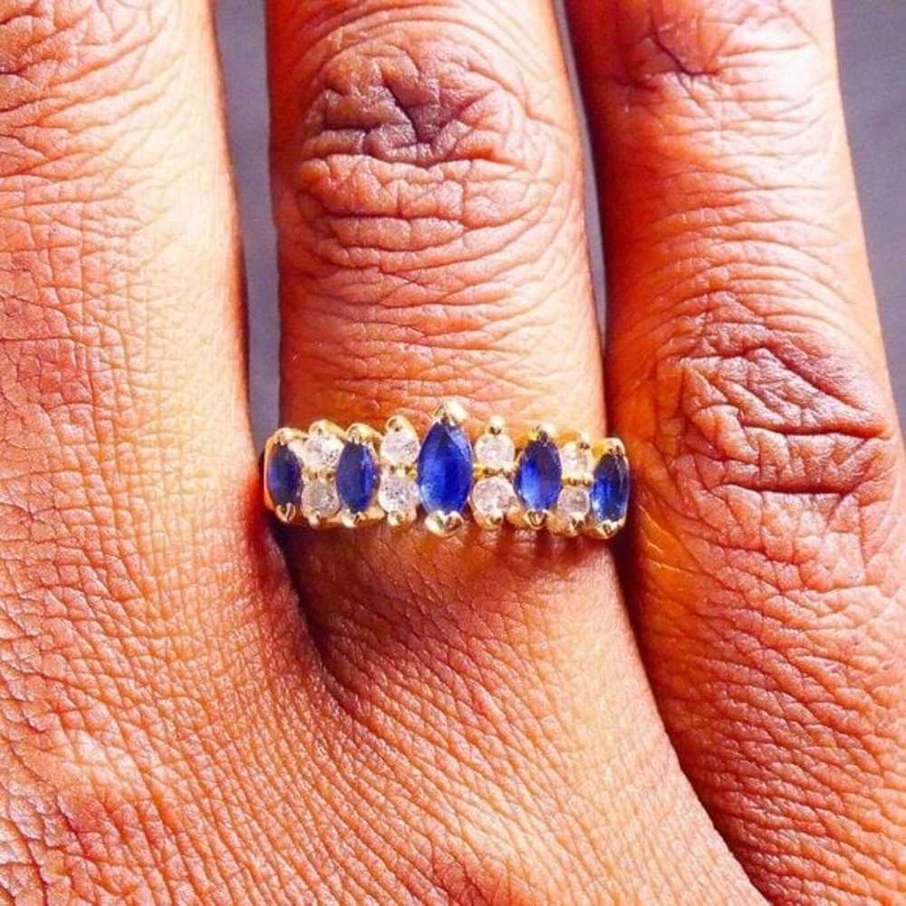 Effy BH 14K Yellow Gold Marquise Cut Sapphire & D… - image 2