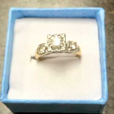 Women Solitaire Ring 14kt Yellow & White Gold