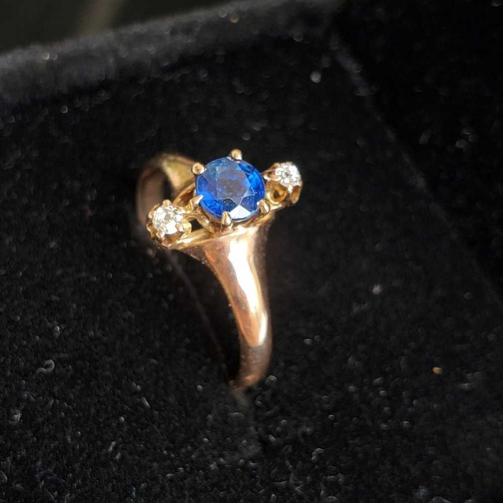 Antique 14K Sapphire Ring - image 2