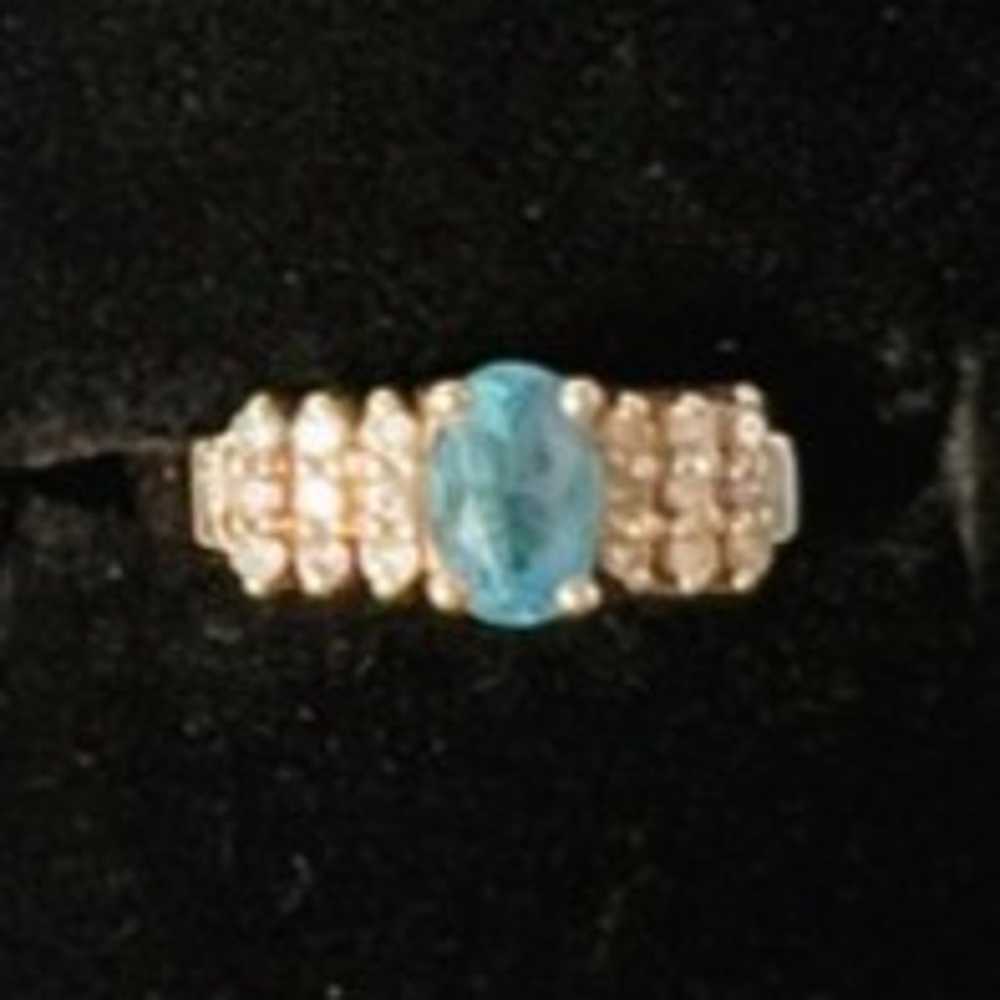 Vintage 14K Yellow Gold, Diamond, and Blue Gemsto… - image 6