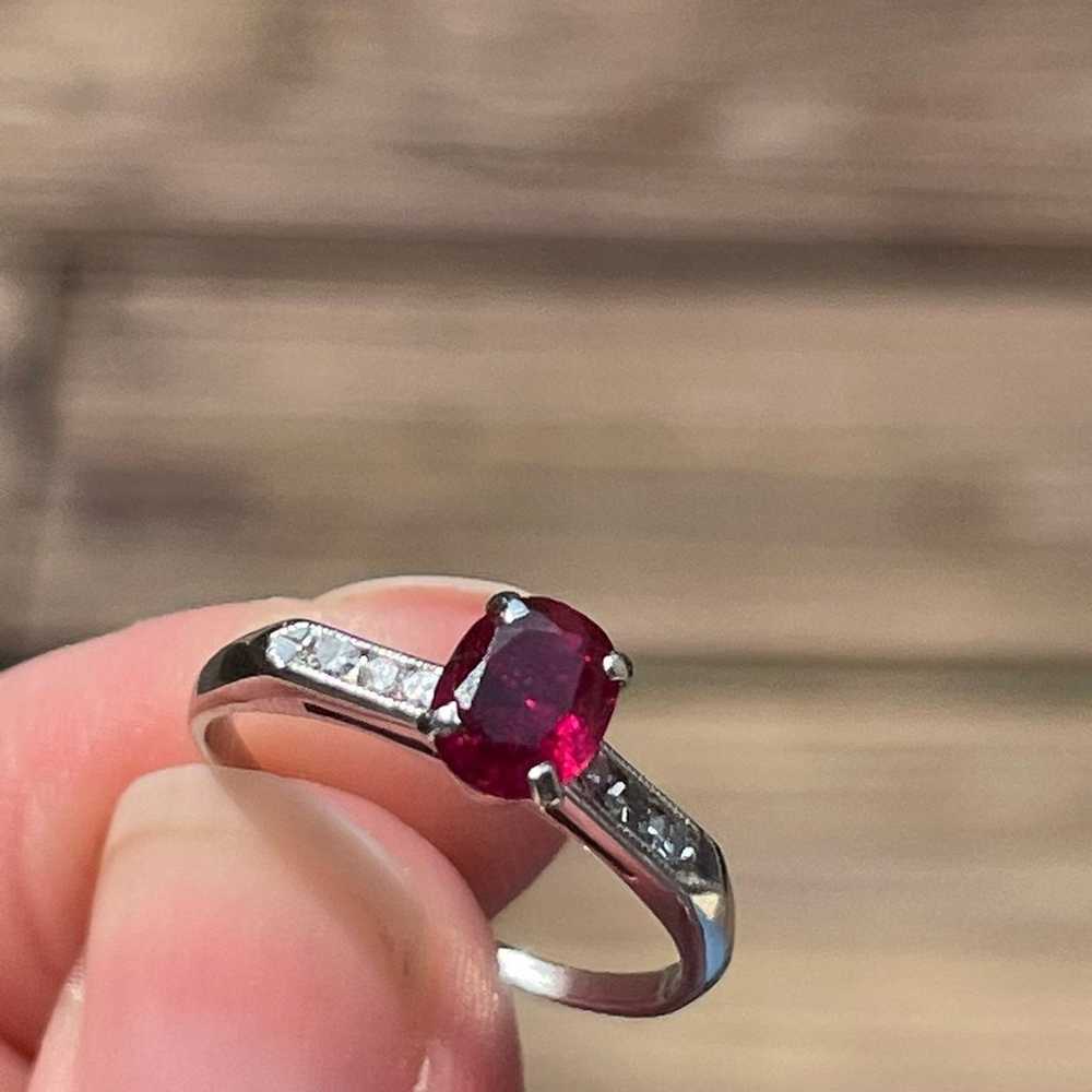 Platnium ring with ruby center piece - image 1