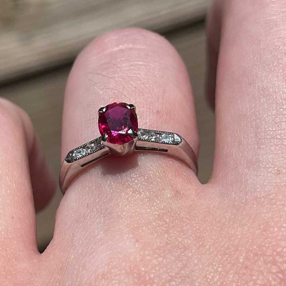 Platnium ring with ruby center piece - image 2