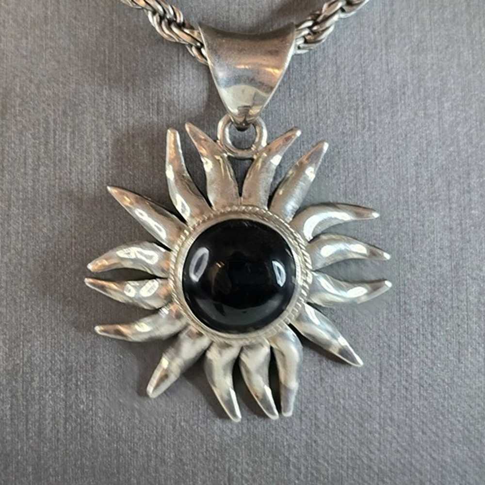 Womens Vintage Estate Sterling Silver Sun Pendant… - image 2