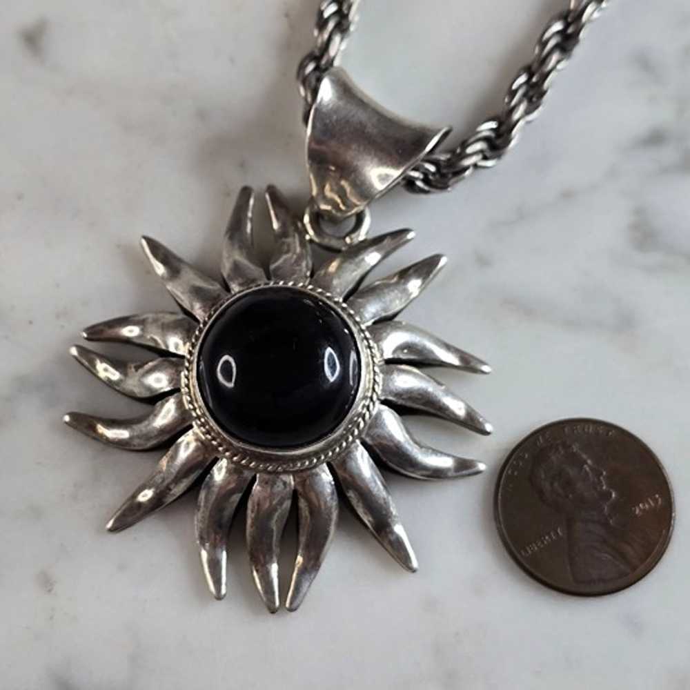 Womens Vintage Estate Sterling Silver Sun Pendant… - image 5