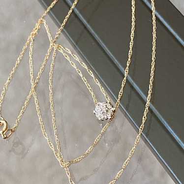 14k gold diamond cluster flower Necklace