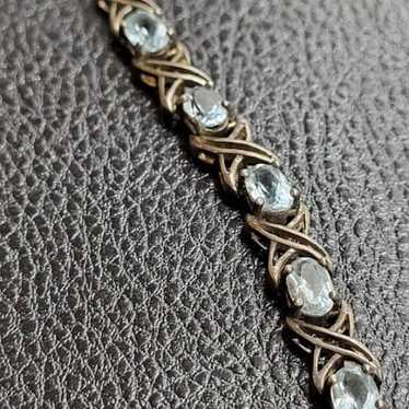 Vintage Sterling Silver TOPAZ Tennis Bracelet Lac… - image 1