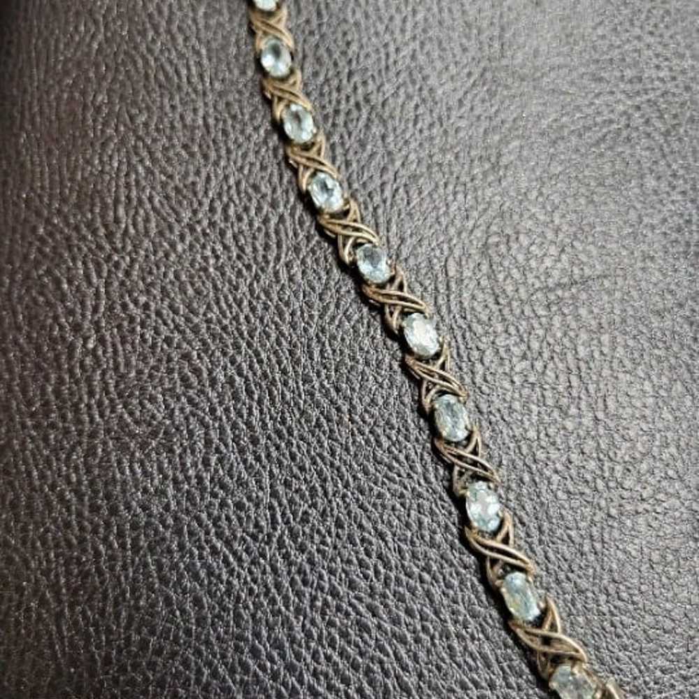 Vintage Sterling Silver TOPAZ Tennis Bracelet Lac… - image 2