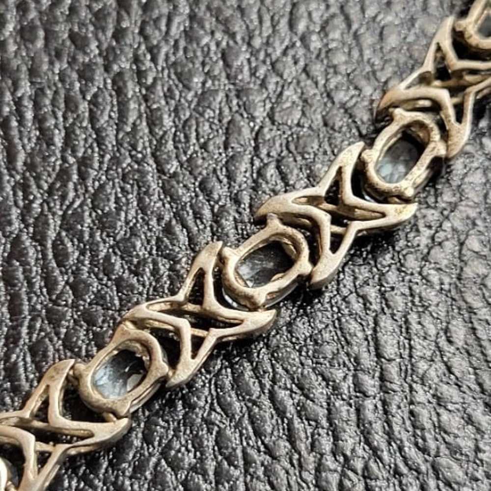 Vintage Sterling Silver TOPAZ Tennis Bracelet Lac… - image 3