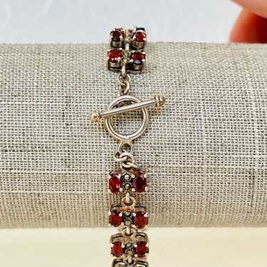 Vintage Sterling Silver Dual Row 12.16ctw Garnet F